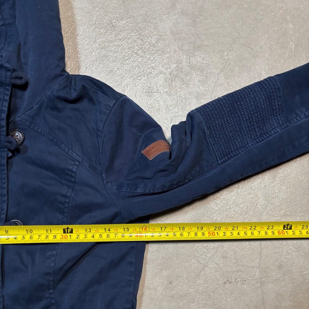 Hollister Navy Sherpa Lined Hooded Utility Jacket XS Plaid Flannel Y2K - Picture 6 of 7